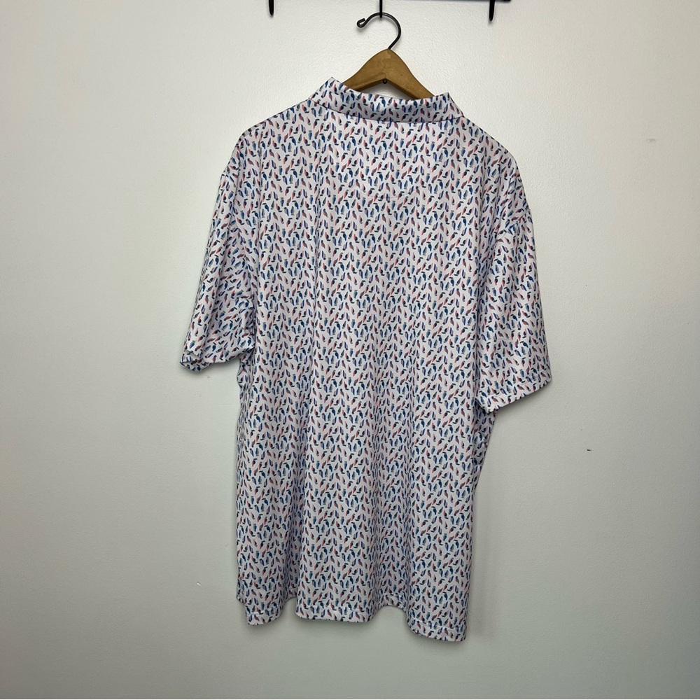 Men's bright white regatta Callaway,‎ golf shirt, size xl, blue birds patterned - Picture 6 of 7